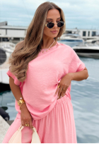 Souprava Halenka oversize i Kalhoty wide leg Amalfi Getaway béžový