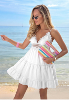 Šaty mini na ramiączkach z koronką Pearl Bay kobaltová