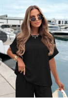 Souprava Halenka oversize i Kalhoty wide leg Amalfi Getaway béžový