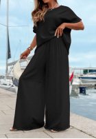 Souprava Halenka oversize i Kalhoty wide leg Amalfi Getaway béžový