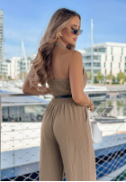 Dlouhý Overal wide leg z paskiem Coast Luxury Mokka