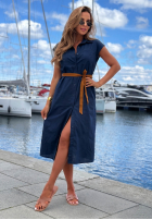 Koszulowa Šaty z paskiem Let's Sail granátová