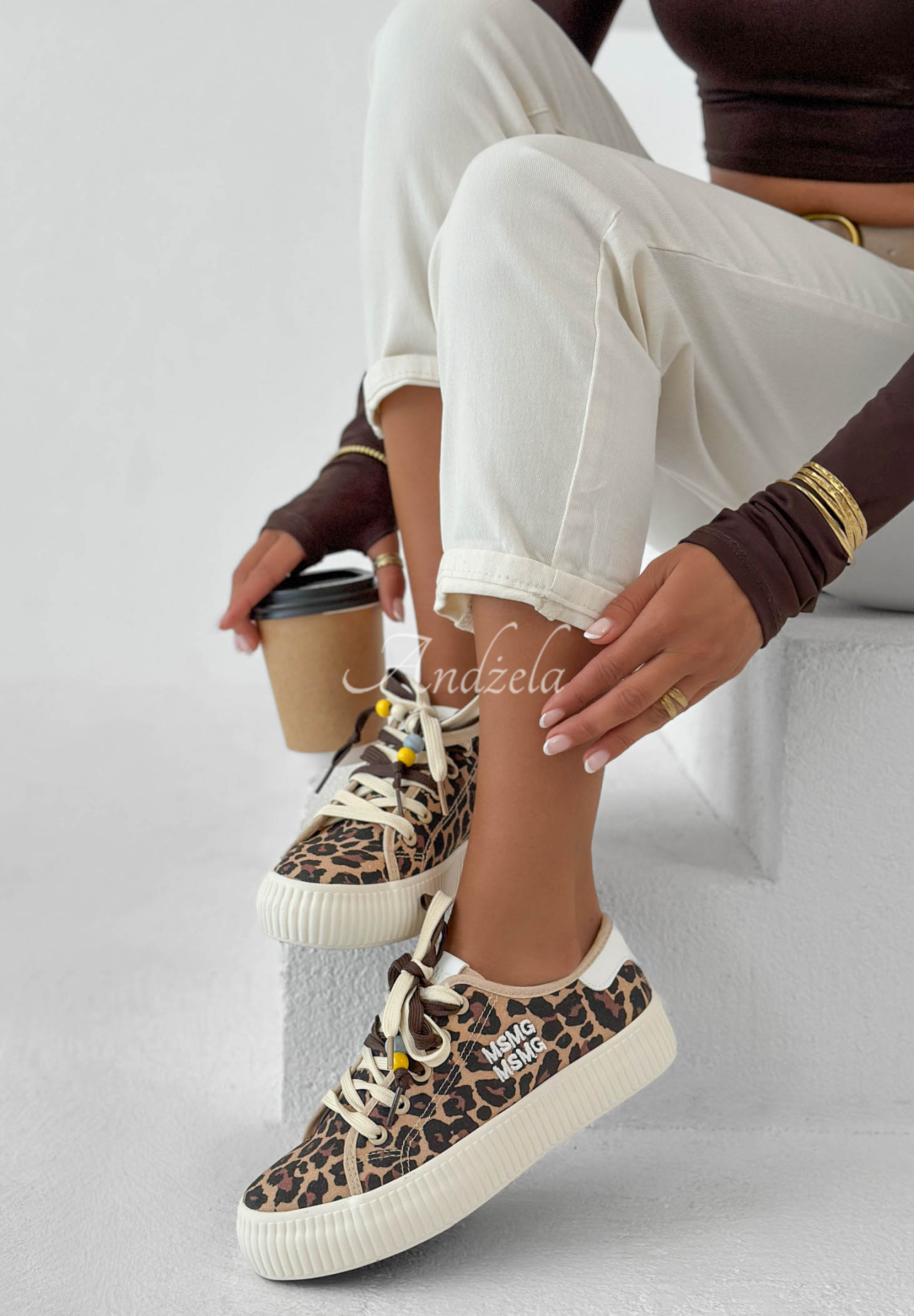 Tenisky s leopardím vzorem New Chapter béžovo-černé