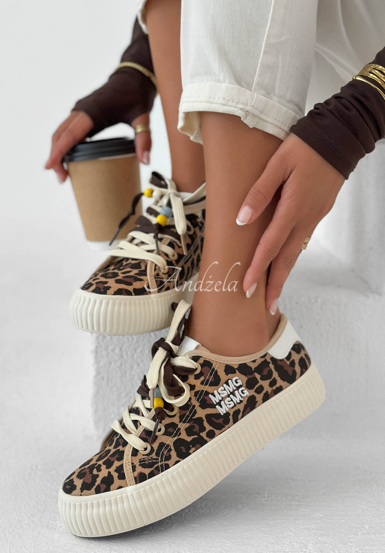 Tenisky s leopardím vzorem New Chapter béžovo-černé
