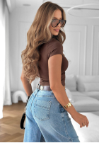 Kalhoty džínové  mom fit z paskiem Horizon Blue světle modré