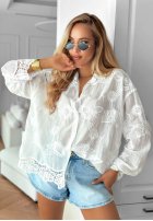 Haftowana Košile z koronką boho Sunset Atelier Bílá