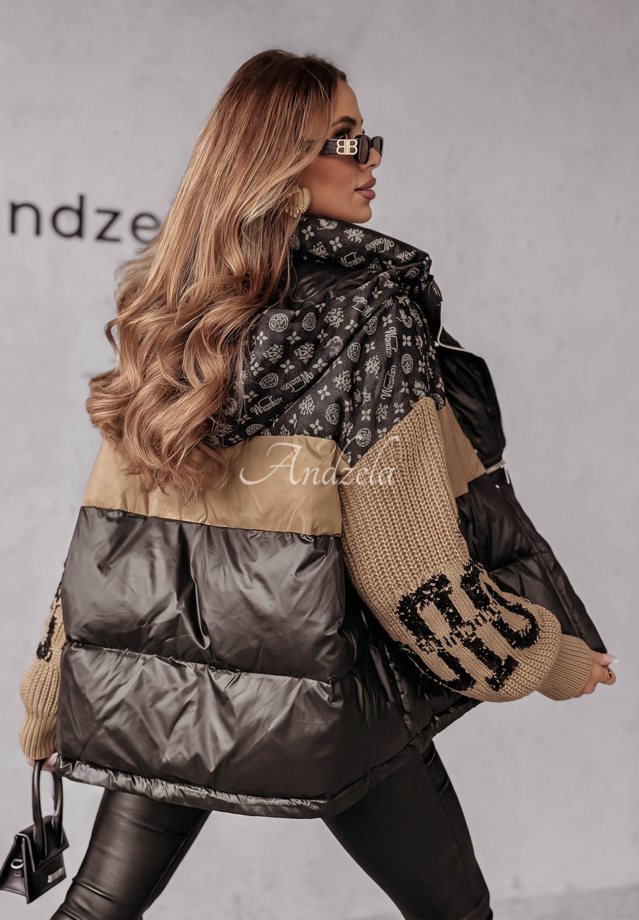 Péřová bunda Cold Hands černo-velbloudí