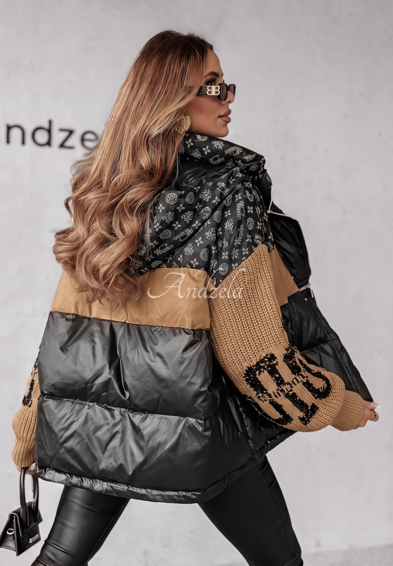 Péřová bunda Cold Hands černo-velbloudí