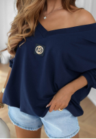 Halenka oversize z dekoltem w serek Easy Living granátová