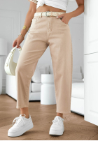 Kalhoty džínové  mom fit z paskiem Casual Tide béžové