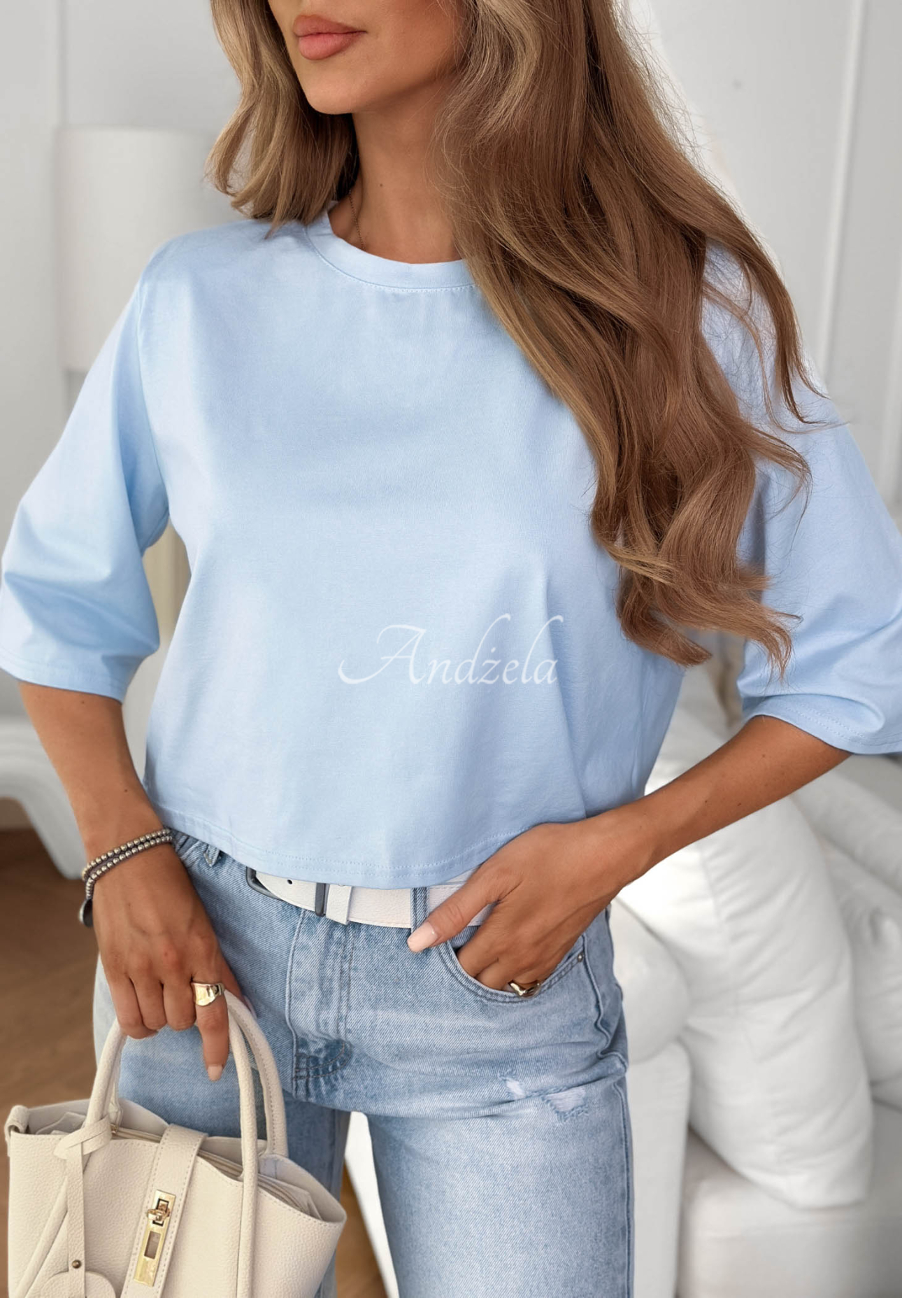 Bavlněné krátké tričko Springtime Babe blankytný