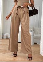 materiálové Kalhoty wide leg z paskiem Clean Looks béžové