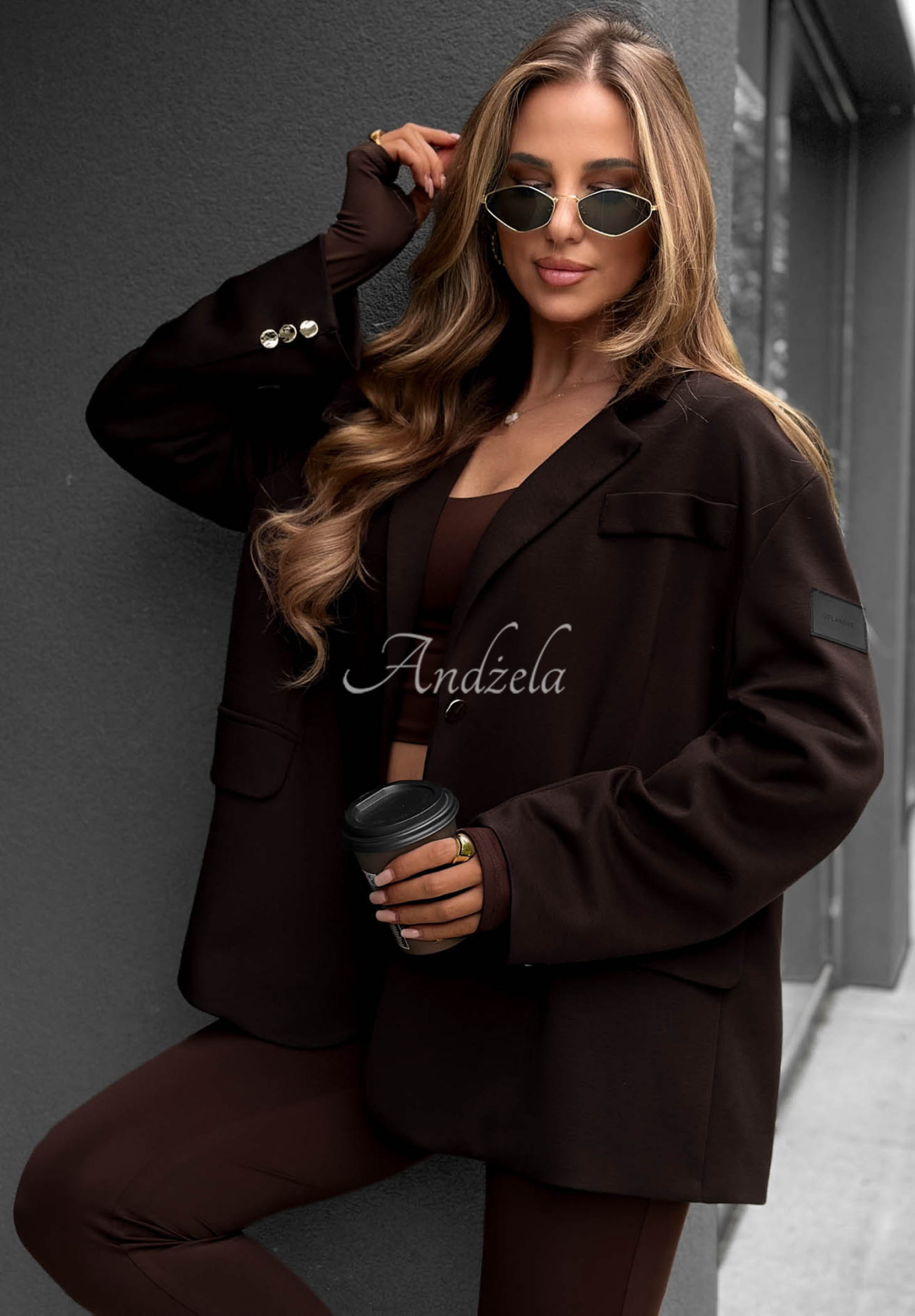 Viskózové jemné sako Cozy Elegance čokoládová