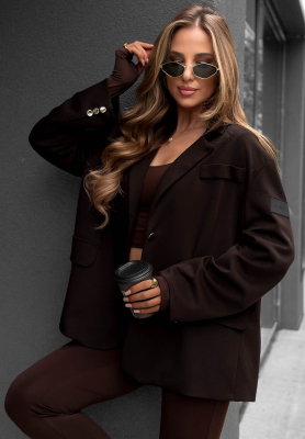 Viskózové jemné sako Cozy Elegance čokoládová