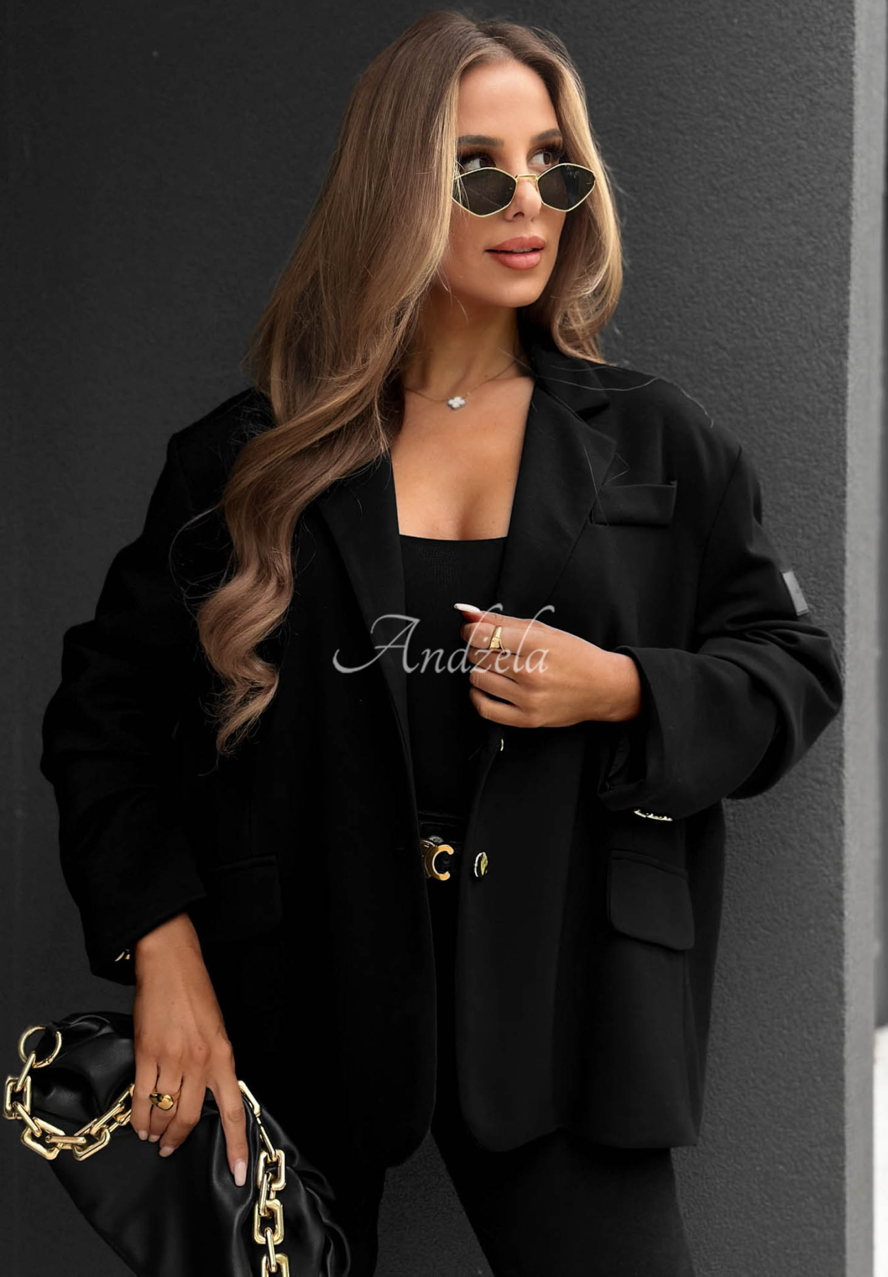 Viskózové jemné sako Cozy Elegance černá
