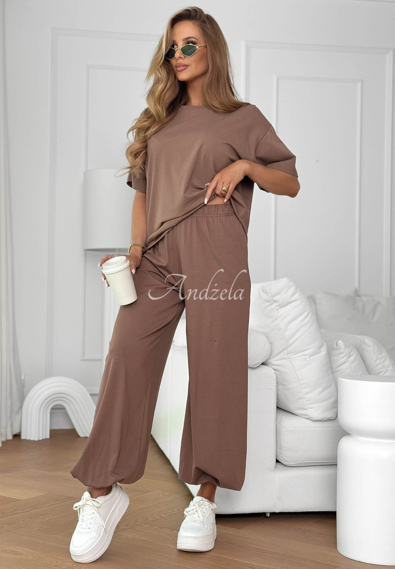 Bavlněné jogger kalhoty Summer Wind čokoládové