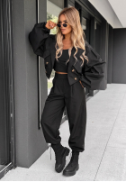 materiálové Kalhoty joggery True Basic černé