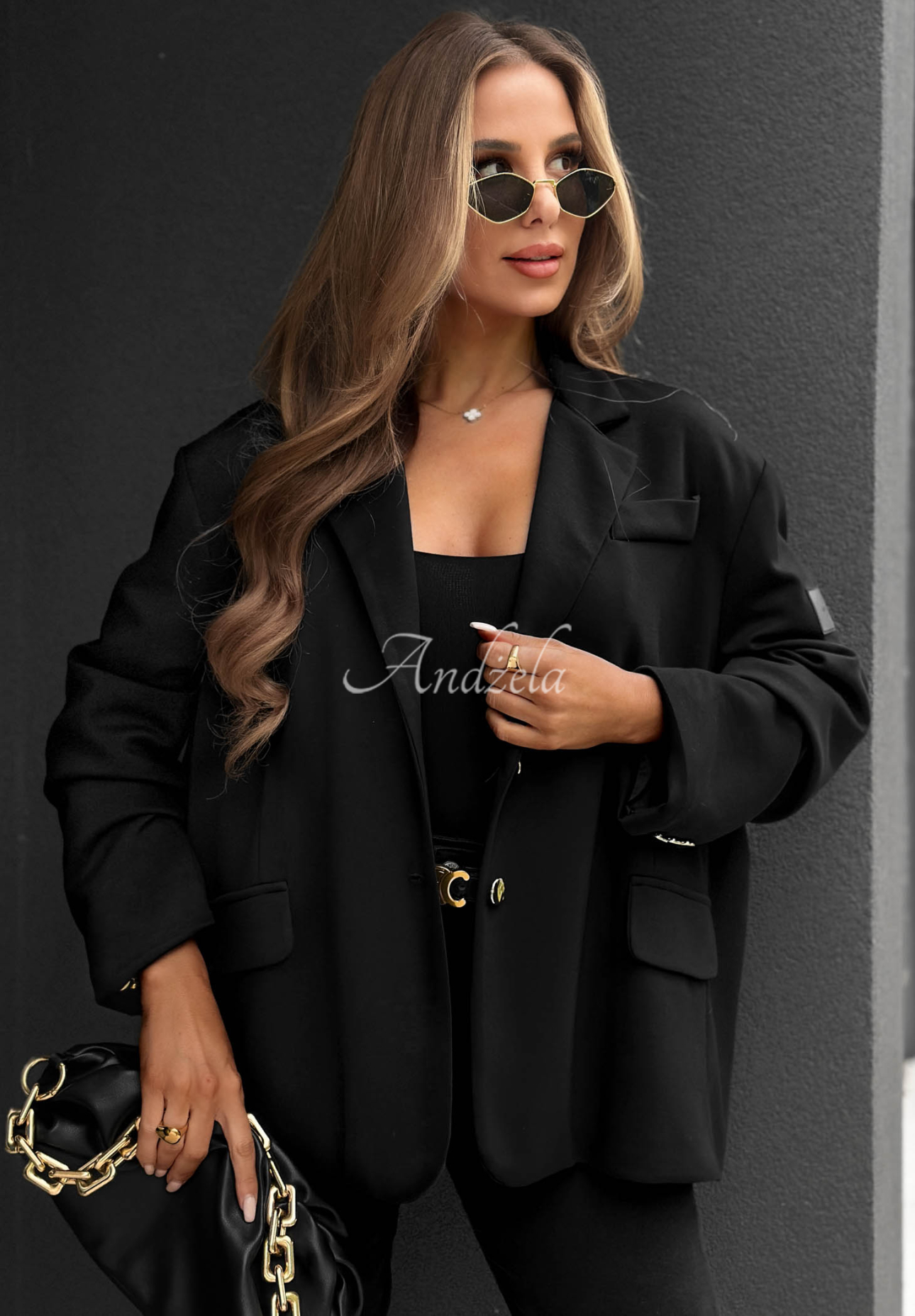 Viskózové jemné sako Cozy Elegance černá