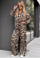 Souprava Košile i Kalhoty wide leg w panterkę Summer Panther béžový