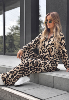 Souprava Košile i Kalhoty wide leg w panterkę Summer Panther béžový