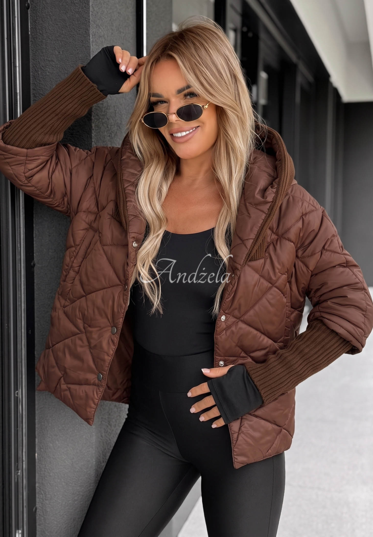 Bunda oversize s kapucí Sancha čokoládová