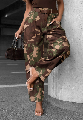 L&aacute;tkov&eacute; balloon kalhoty z lyocellu moro Camo Charm khaki