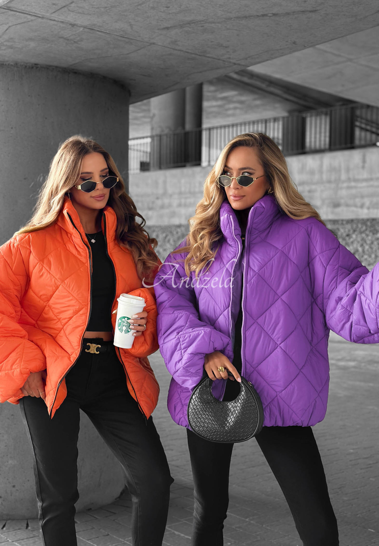 Krátká prošívaná oversize bunda Fall Favorites oranžová