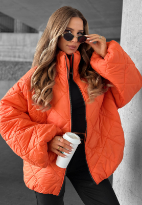 Krátká prošívaná oversize bunda Fall Favorites oranžová