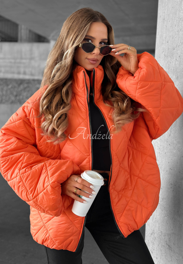 Kr&aacute;tk&aacute; pro&scaron;&iacute;van&aacute; oversize bunda Fall Favorites oranžov&aacute;