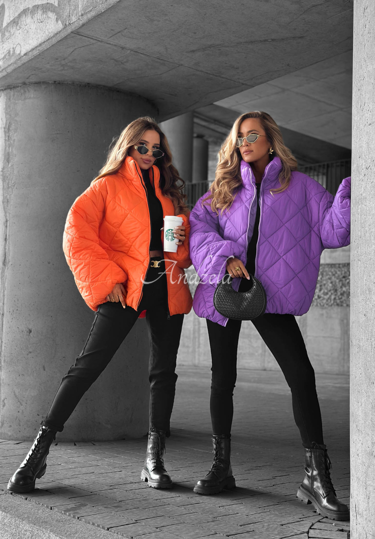Krátká prošívaná oversize bunda Fall Favorites fialová