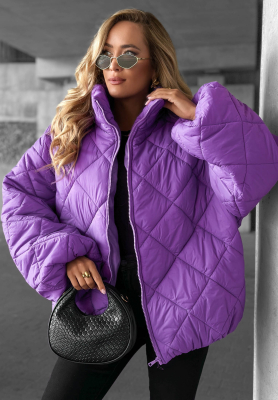 Krátká prošívaná oversize bunda Fall Favorites fialová