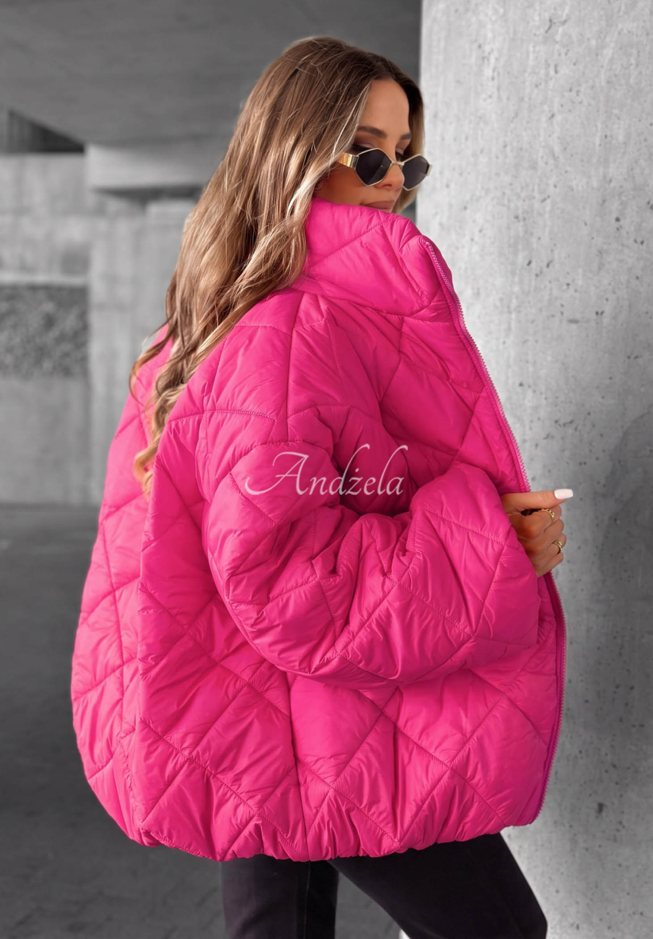 Krátká prošívaná oversize bunda Fall Favorites růžová