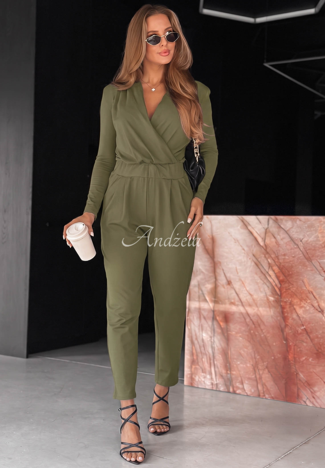 Bavlněný overal s dlouhým rukávem Soft Elegance olivový