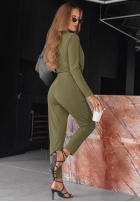 Bawełniany Overal z długim rękawem Soft Elegance olivový