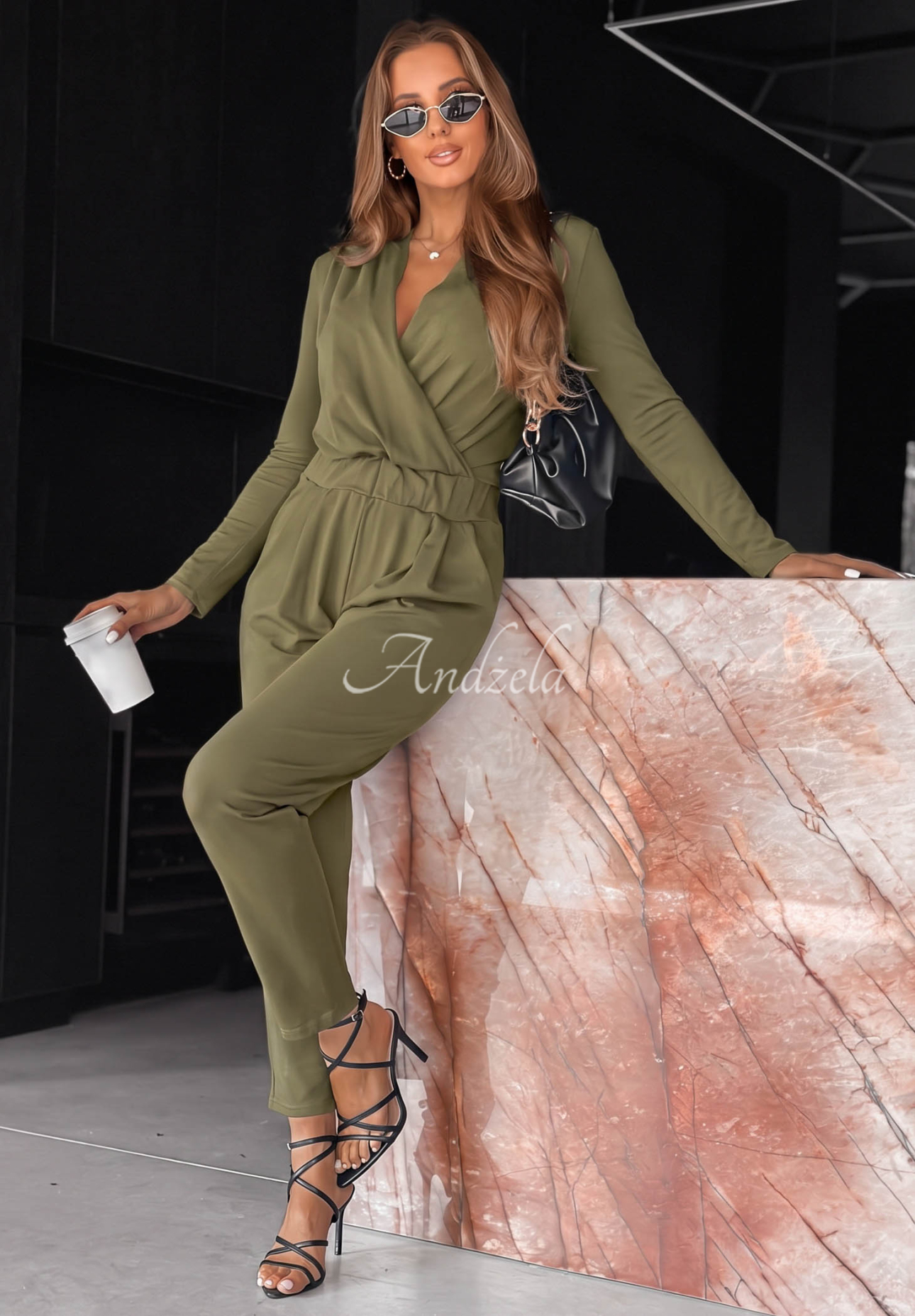 Bavlněný overal s dlouhými rukávy Soft Elegance olivový