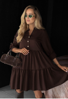 Šaty oversize z falbanka Modern Charm béžová