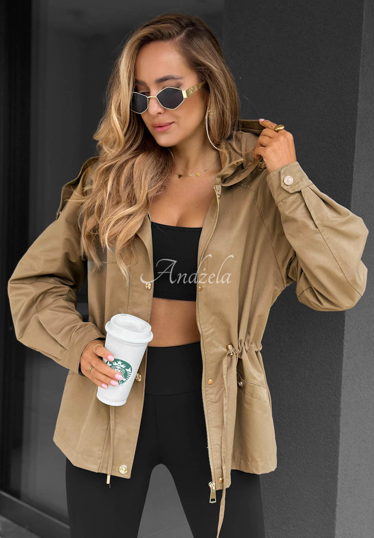 Lehká parka s kapucí Street Glow béžová