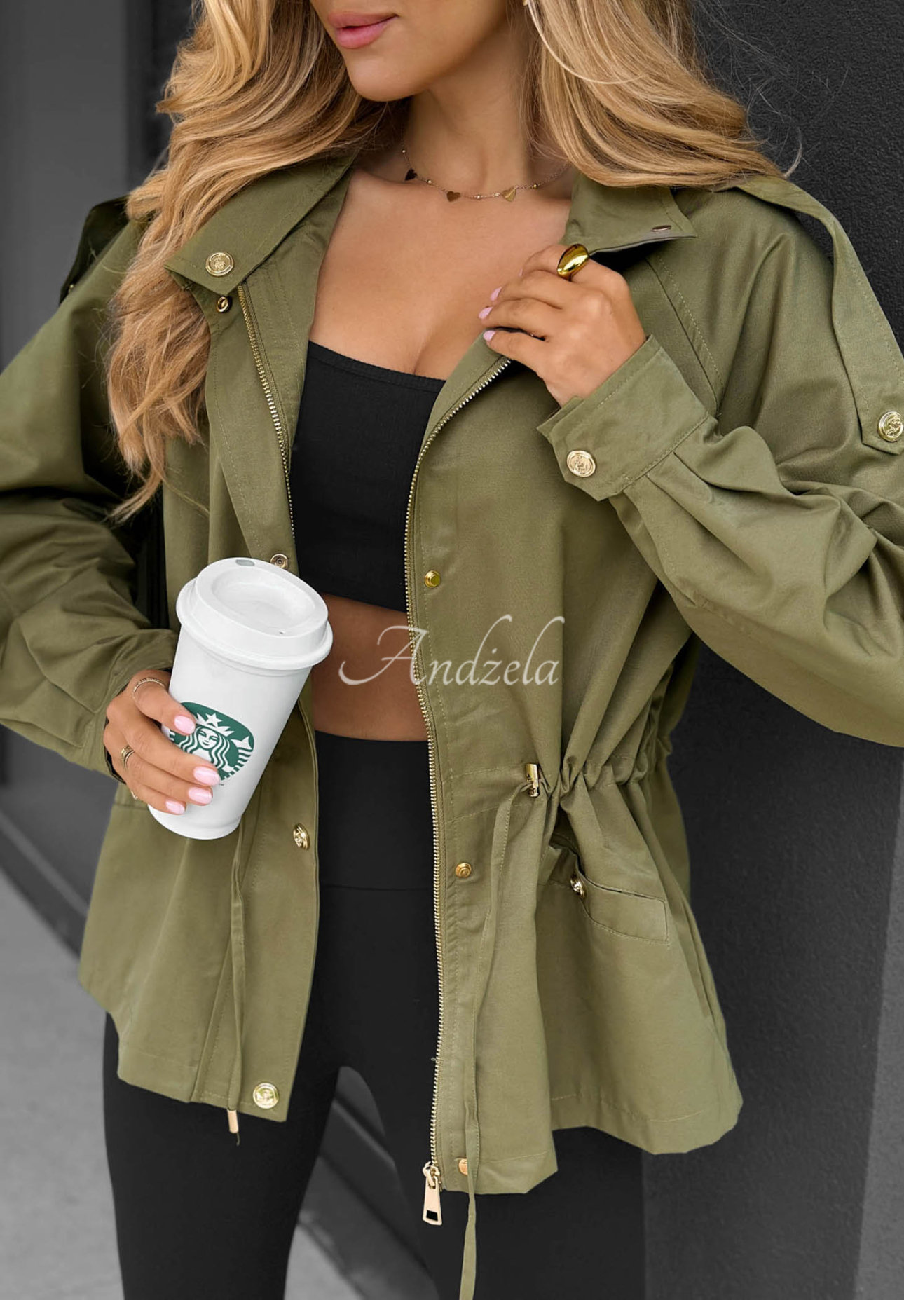 Lehká parka s kapucí Street Glow khaki