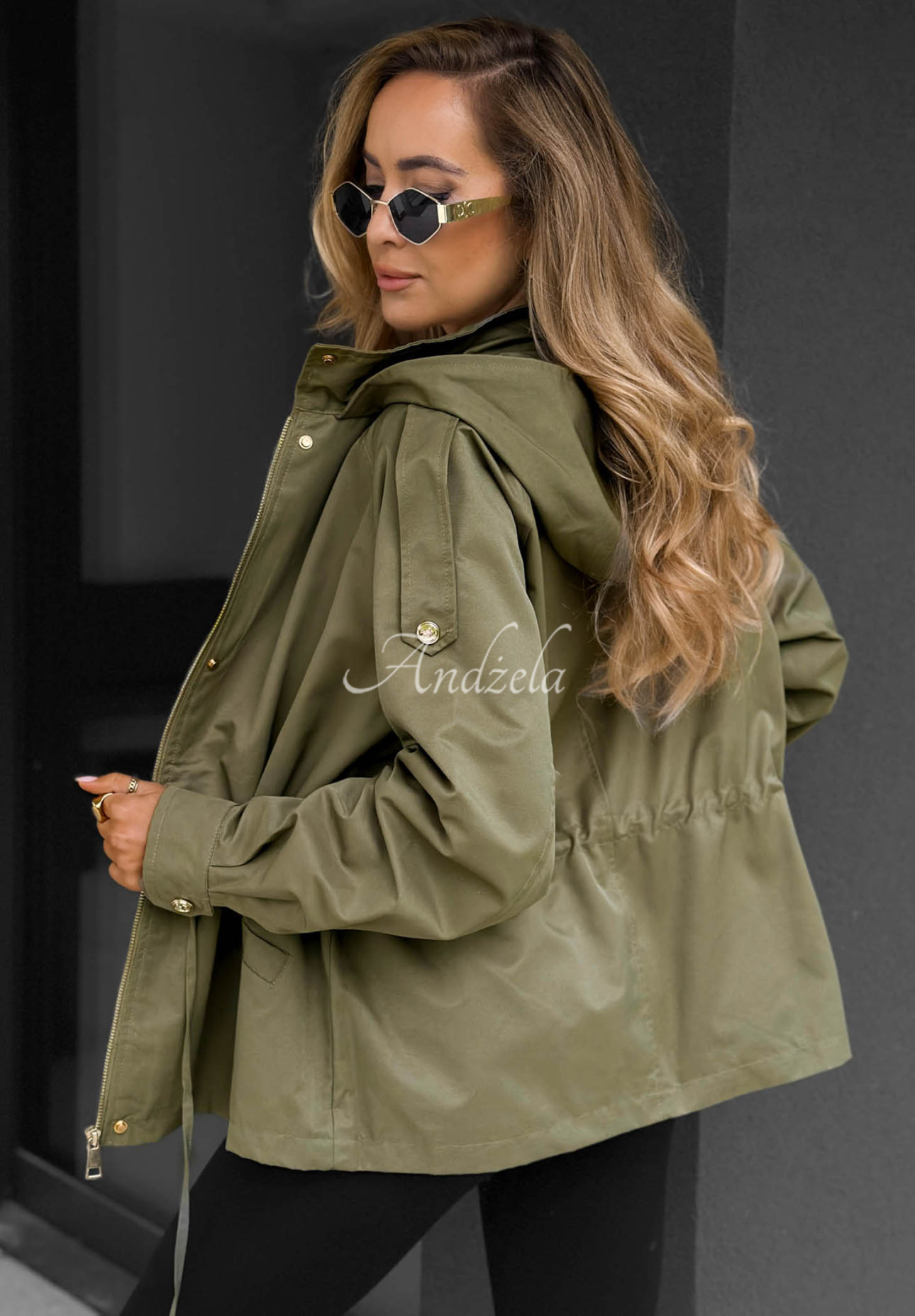 Lehká parka s kapucí Street Glow khaki