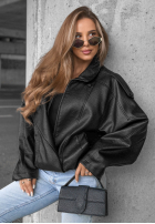 Skórzana  Bunda ze ściągaczem Amber Mood olivová