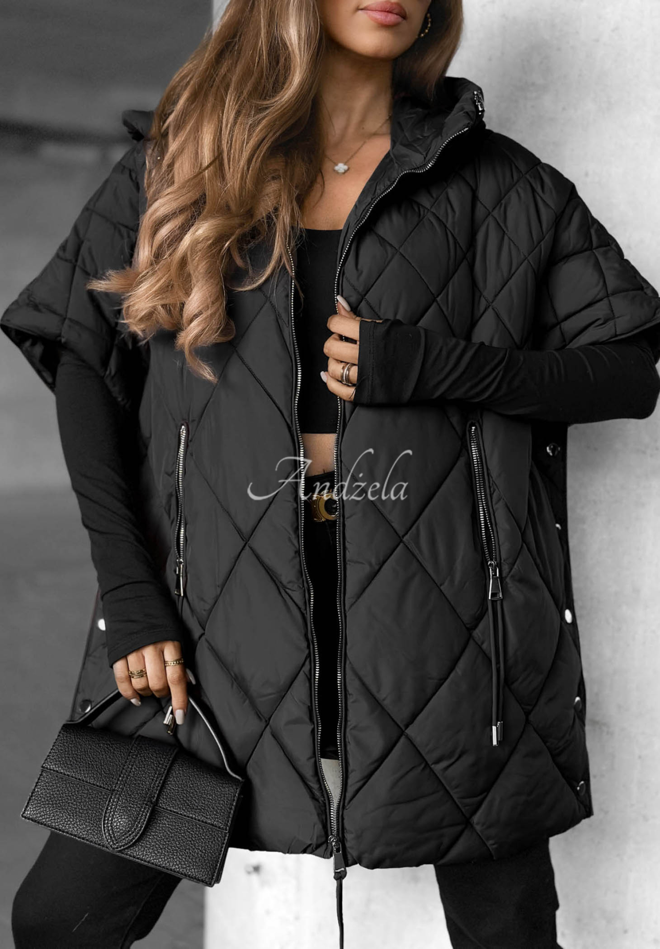 Prošívaná oversize vesta Daily Comfort černá