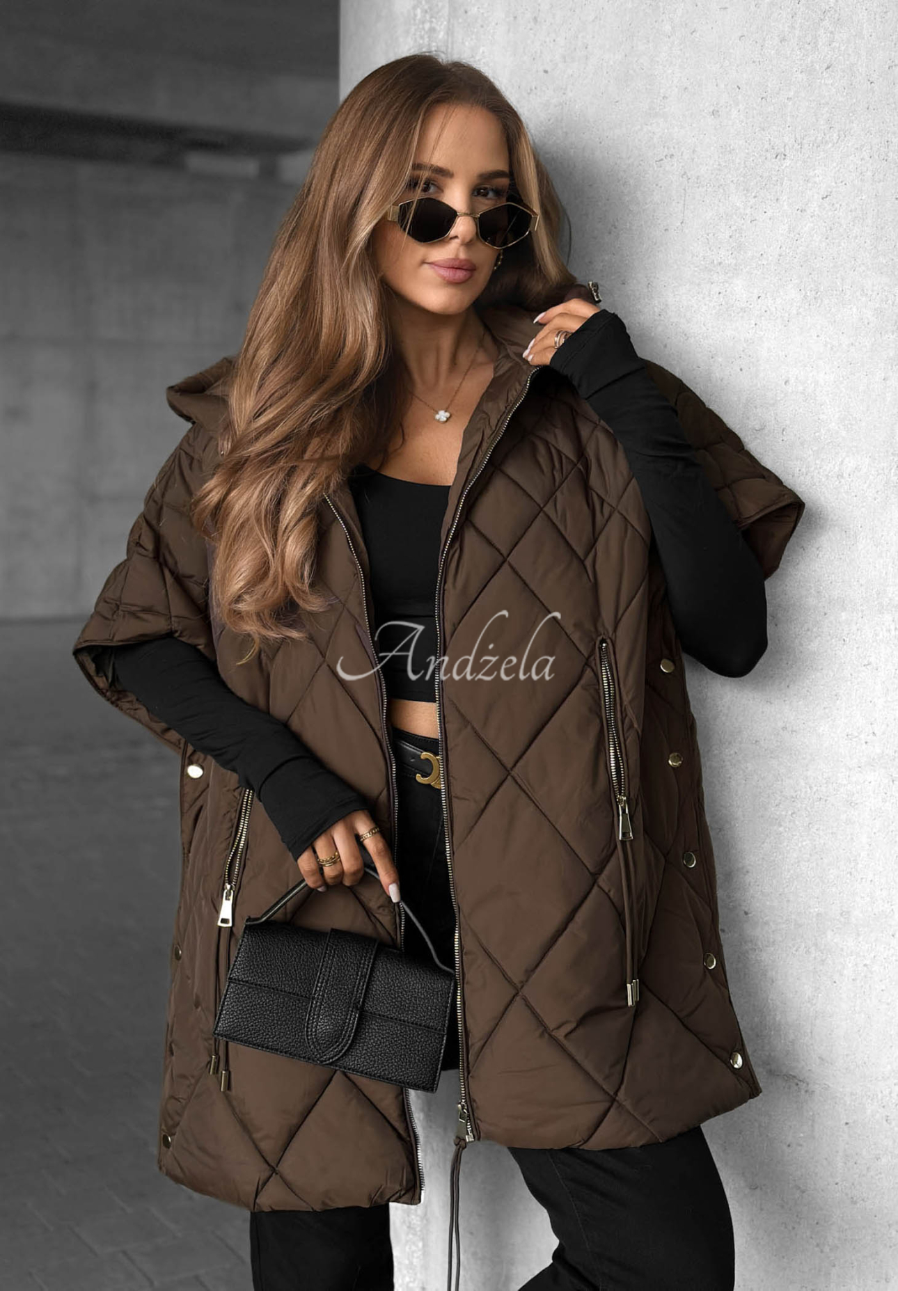 Prošívaná oversize vesta Daily Comfort čokoládová