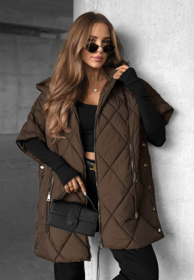 Prošívaná oversize vesta Daily Comfort čokoládová
