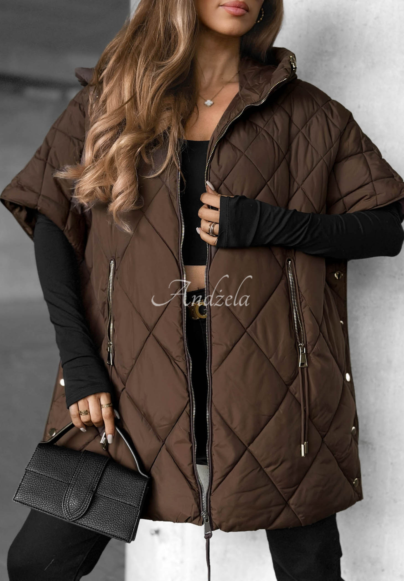 Prošívaná oversize vesta Daily Comfort čokoládová