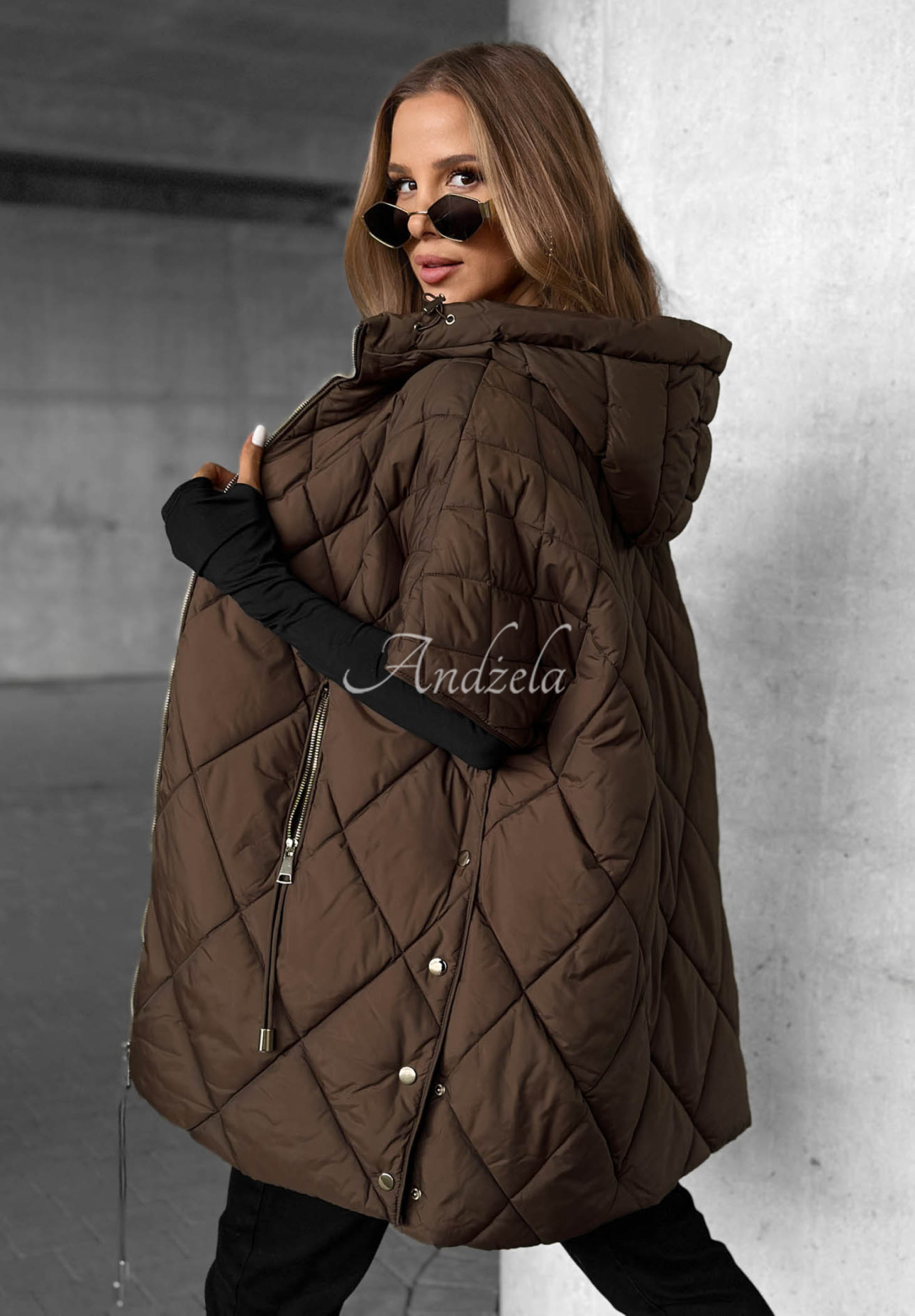 Prošívaná oversize vesta Daily Comfort čokoládová