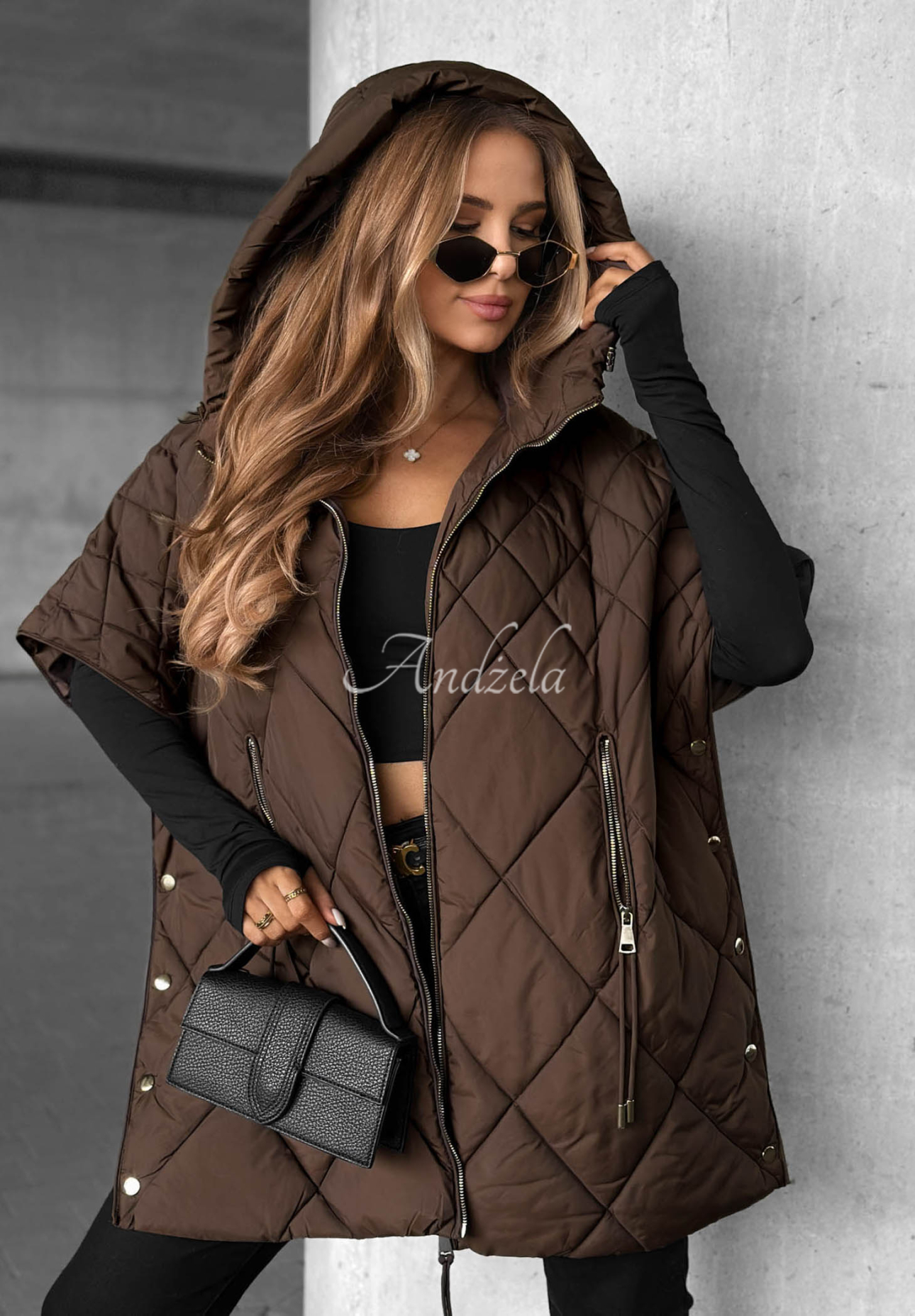 Prošívaná oversize vesta Daily Comfort čokoládová