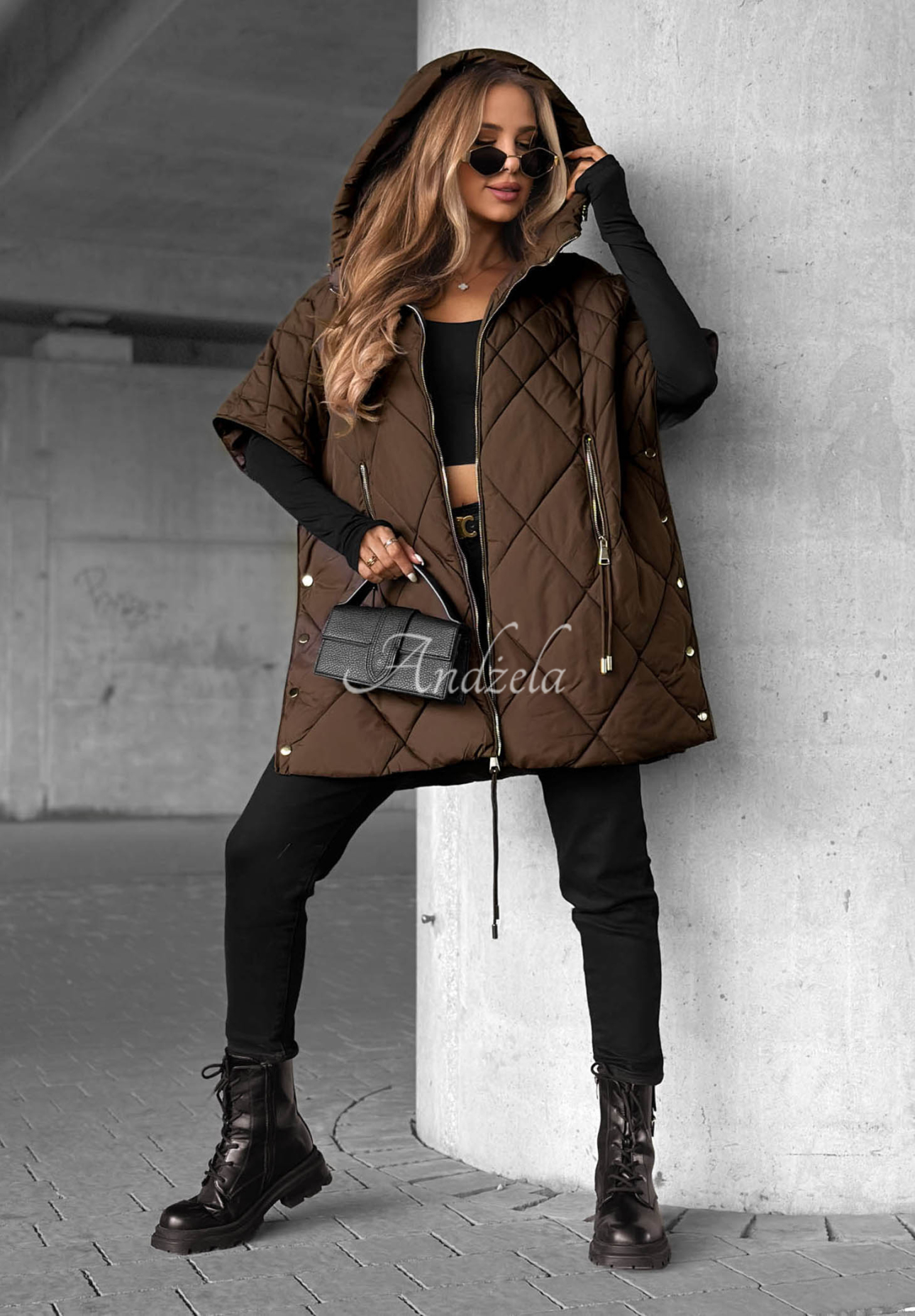 Prošívaná oversize vesta Daily Comfort čokoládová
