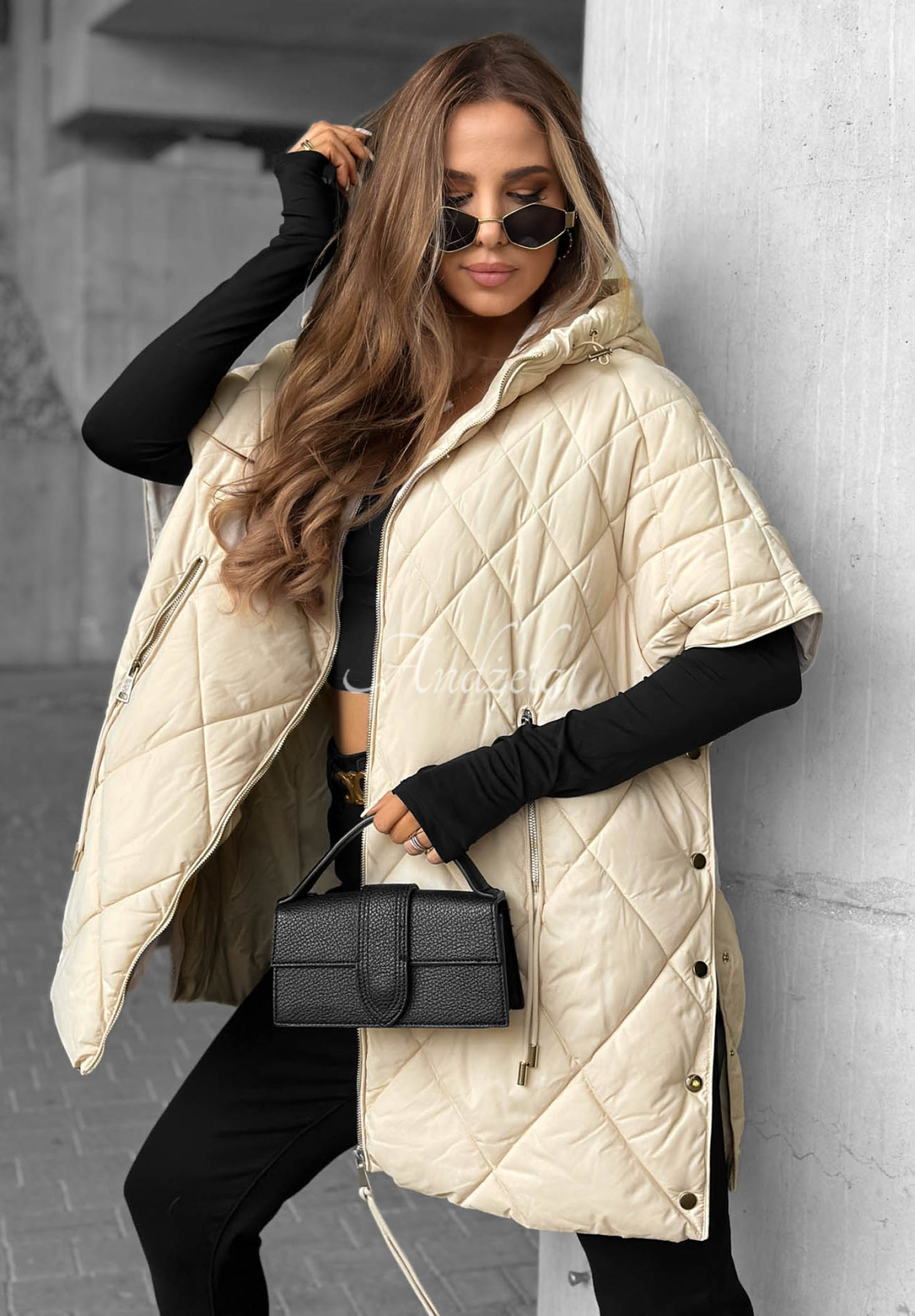 Prošívaná oversize vesta Daily Comfort světle béžový