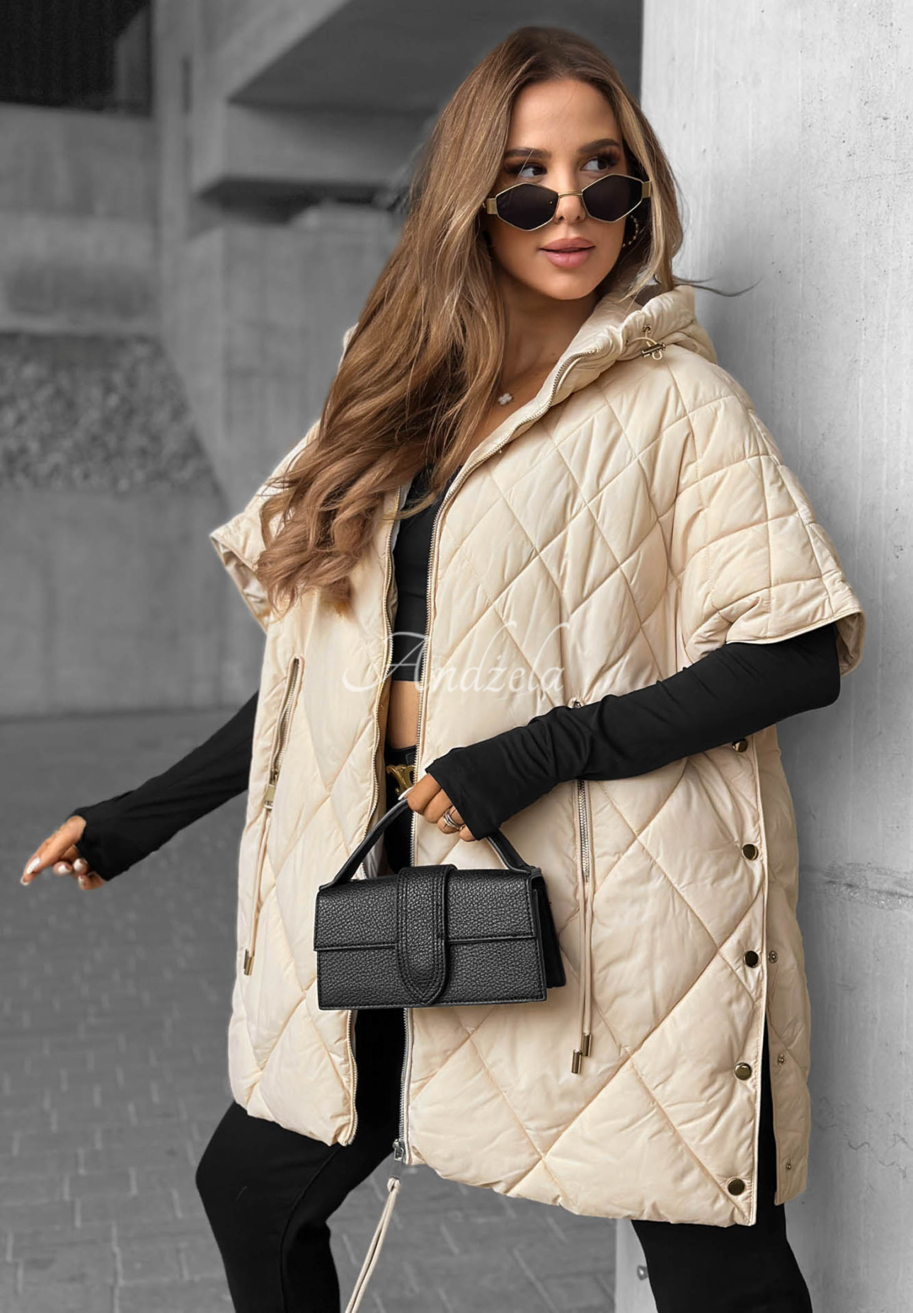 Prošívaná oversize vesta Daily Comfort světle béžový