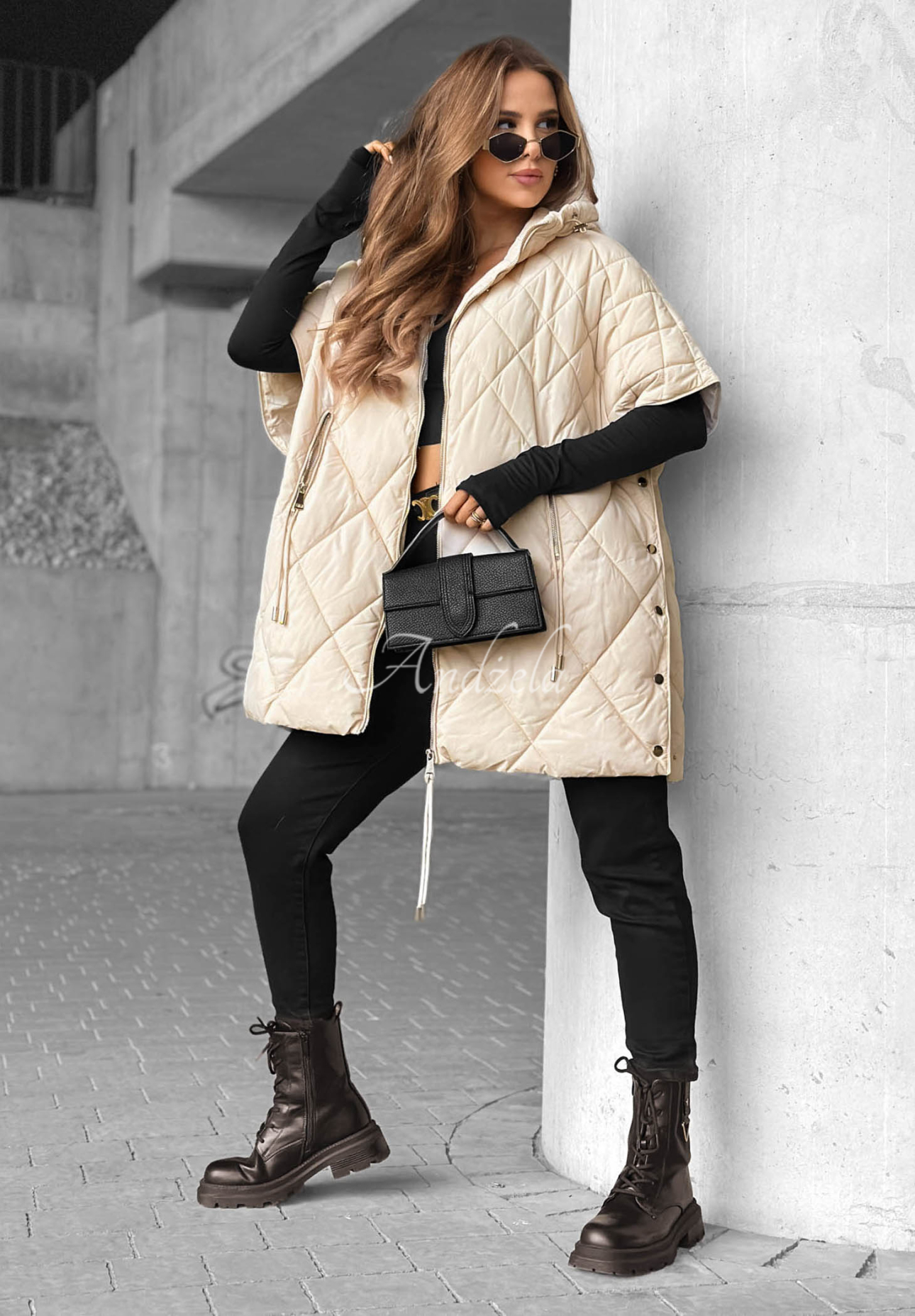 Prošívaná oversize vesta Daily Comfort světle béžový